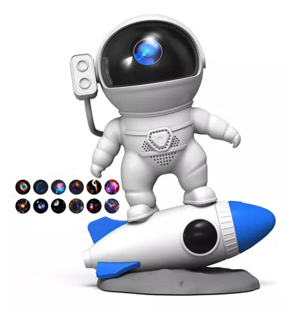 Proyector Astronauta LED Discos Intercambiables Galaxias Planeta